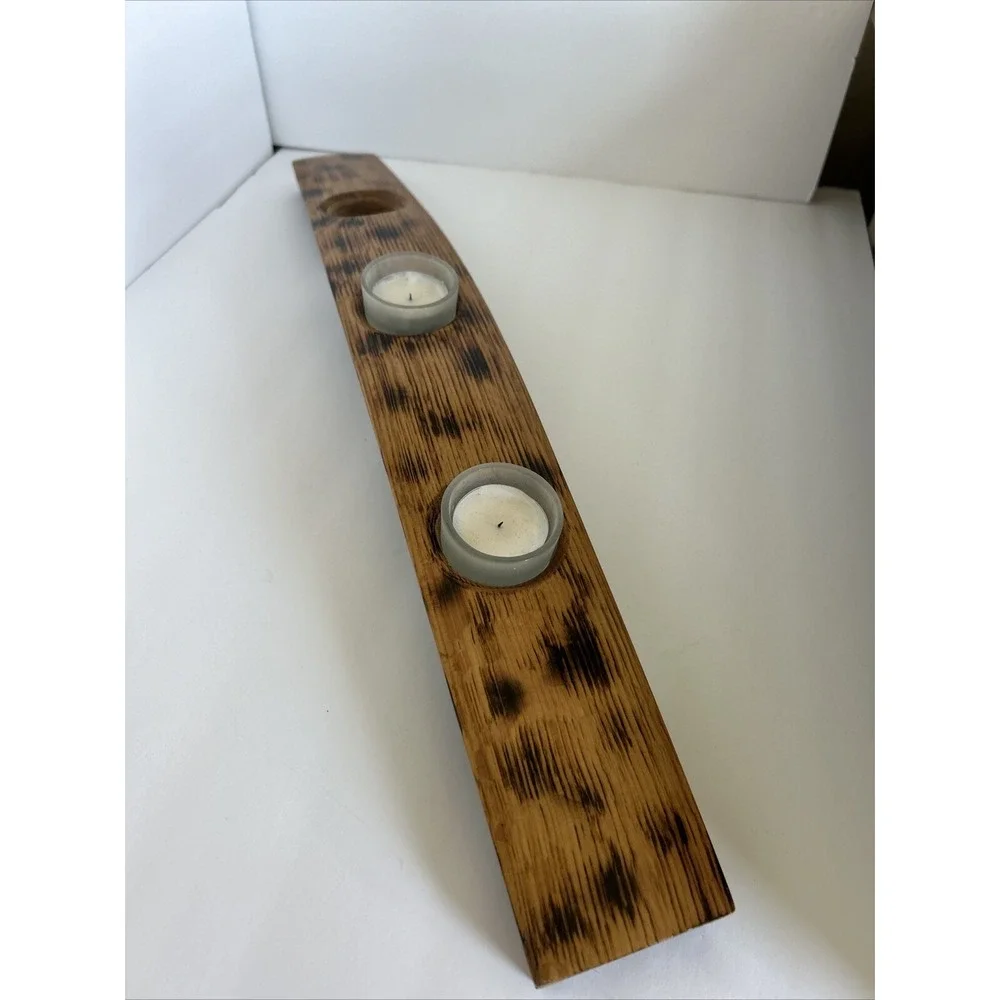 Wine Barrel Stave Candle Holders With 3 Tealight ‎ Holder  Hand Made from Oak
